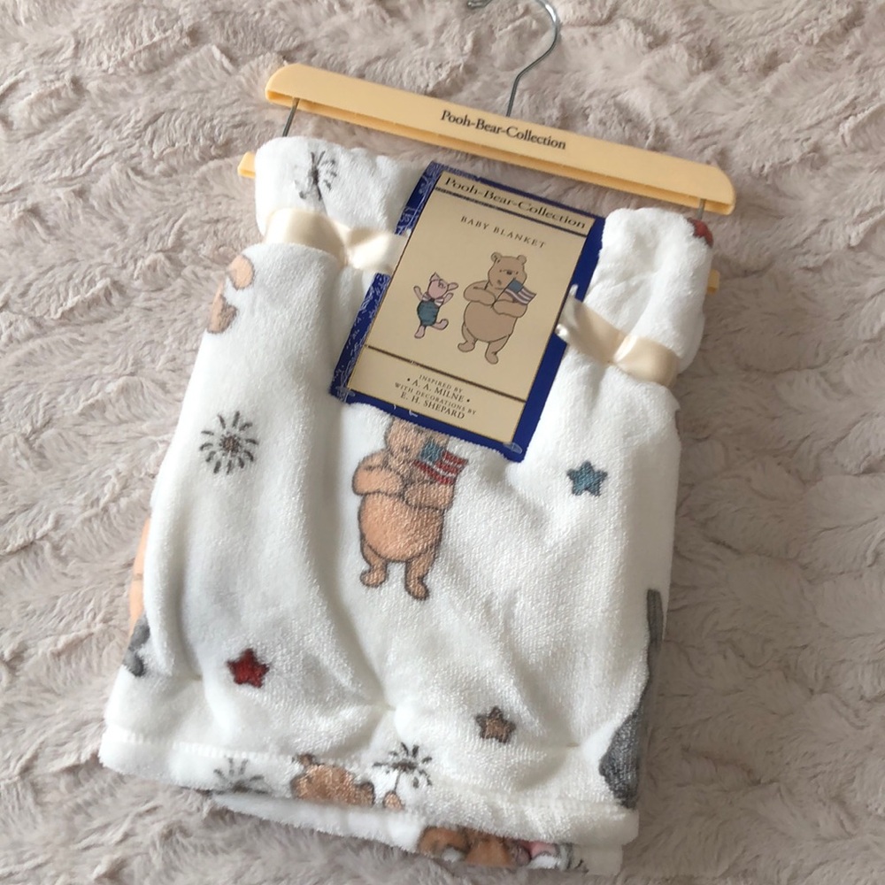 Winnie the Pooh Patriotic Baby Blanket - Soft Plush